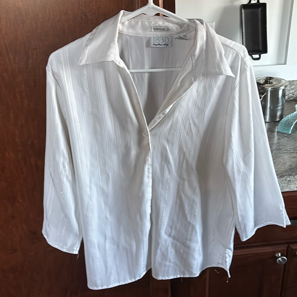 White button down striped shirt